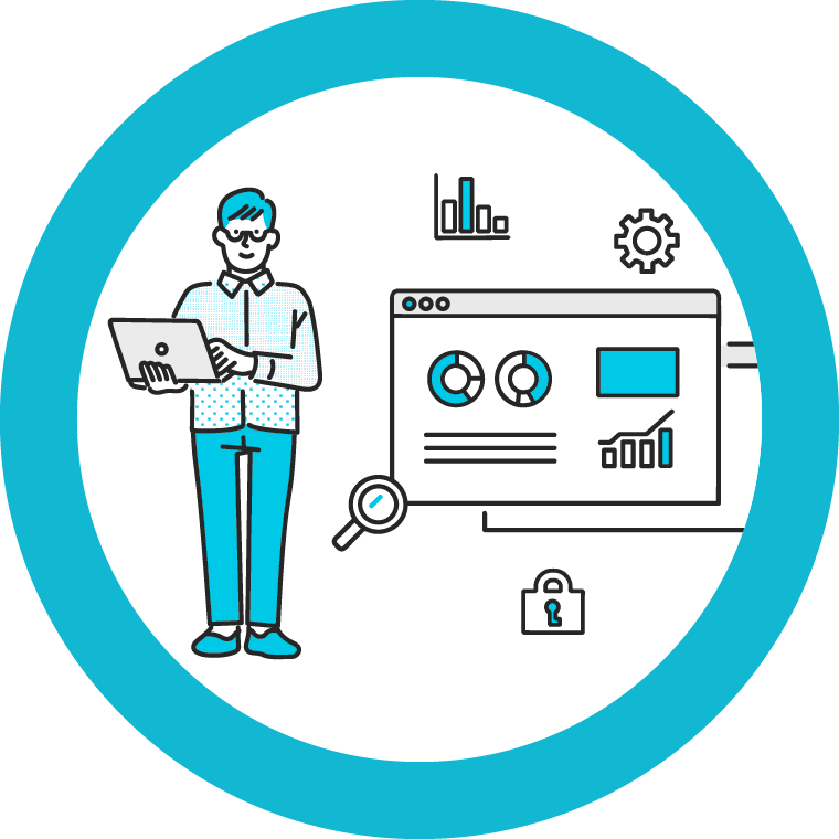 ノートパソコンを持った人 プレゼン資料